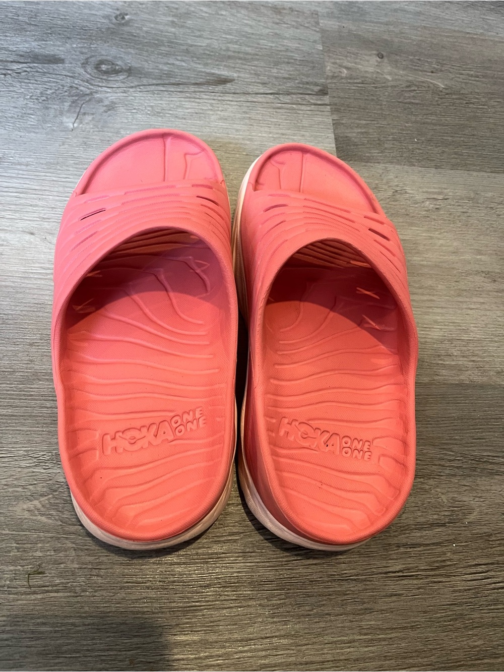 Hoka One One women Coral Pink Slide Sandals